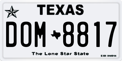 TX license plate DOM8817