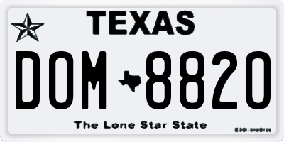 TX license plate DOM8820