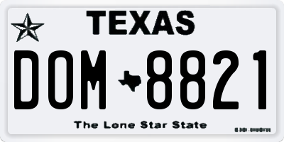 TX license plate DOM8821