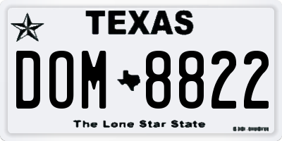 TX license plate DOM8822
