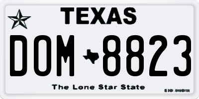 TX license plate DOM8823