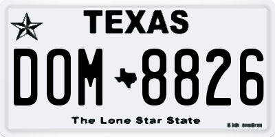 TX license plate DOM8826