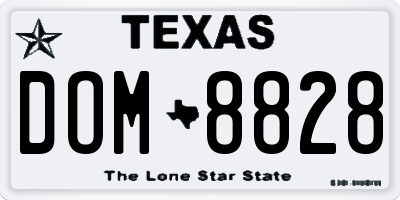 TX license plate DOM8828
