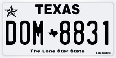 TX license plate DOM8831