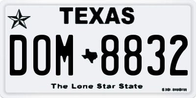 TX license plate DOM8832