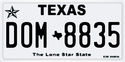 TX license plate DOM8835