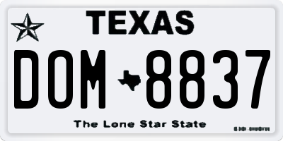 TX license plate DOM8837