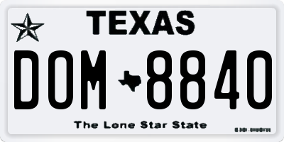 TX license plate DOM8840
