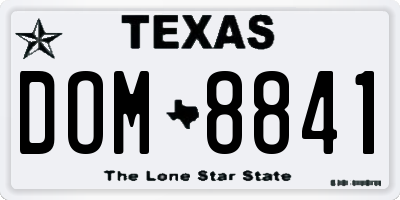 TX license plate DOM8841