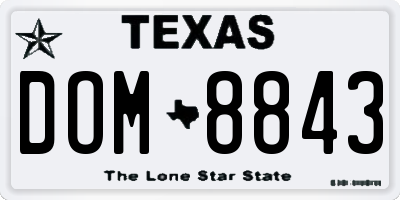 TX license plate DOM8843