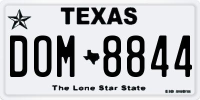 TX license plate DOM8844
