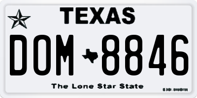 TX license plate DOM8846