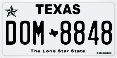 TX license plate DOM8848