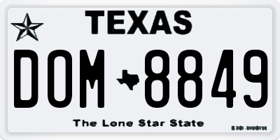 TX license plate DOM8849