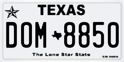 TX license plate DOM8850
