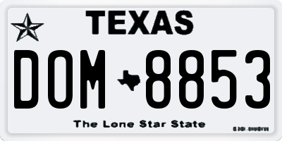 TX license plate DOM8853
