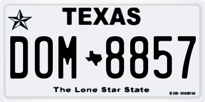 TX license plate DOM8857