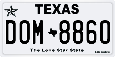 TX license plate DOM8860