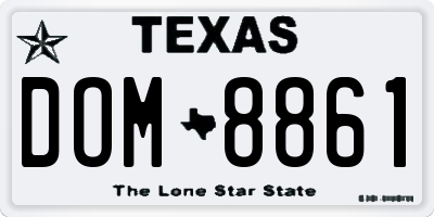 TX license plate DOM8861