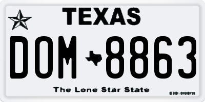 TX license plate DOM8863