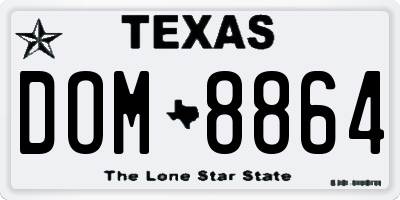 TX license plate DOM8864