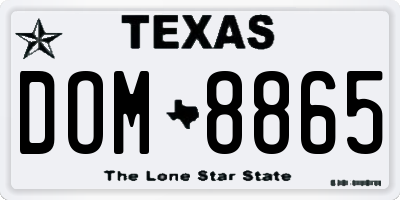 TX license plate DOM8865