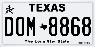 TX license plate DOM8868
