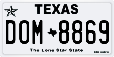 TX license plate DOM8869