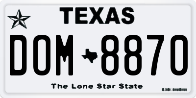 TX license plate DOM8870