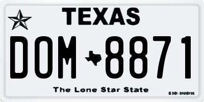 TX license plate DOM8871