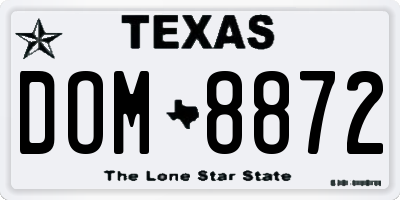 TX license plate DOM8872