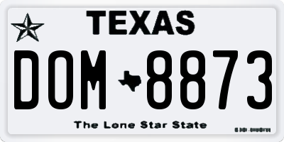 TX license plate DOM8873