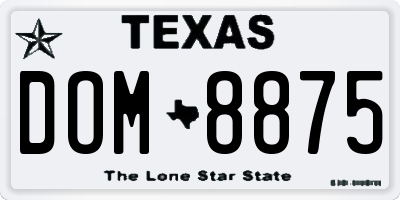 TX license plate DOM8875