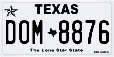 TX license plate DOM8876