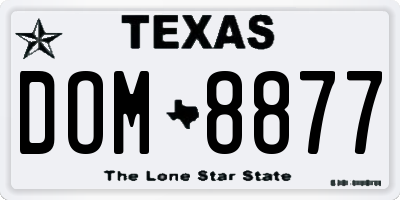 TX license plate DOM8877