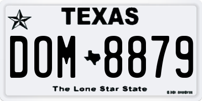 TX license plate DOM8879