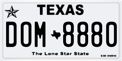 TX license plate DOM8880