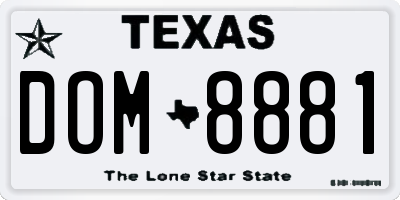 TX license plate DOM8881