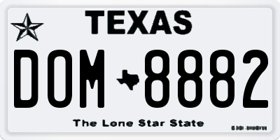 TX license plate DOM8882