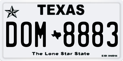 TX license plate DOM8883