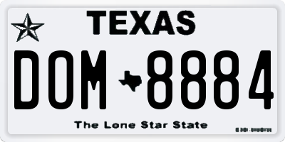 TX license plate DOM8884