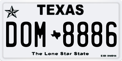 TX license plate DOM8886