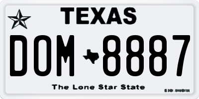 TX license plate DOM8887