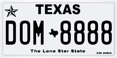 TX license plate DOM8888