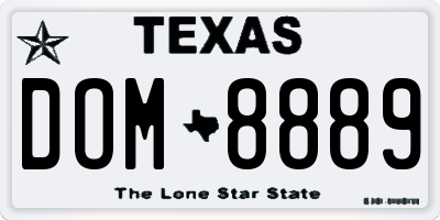 TX license plate DOM8889