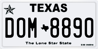 TX license plate DOM8890
