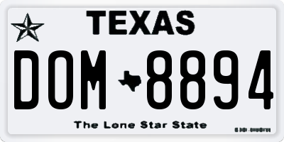 TX license plate DOM8894