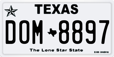 TX license plate DOM8897