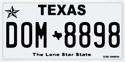 TX license plate DOM8898