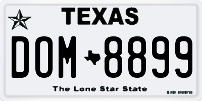 TX license plate DOM8899